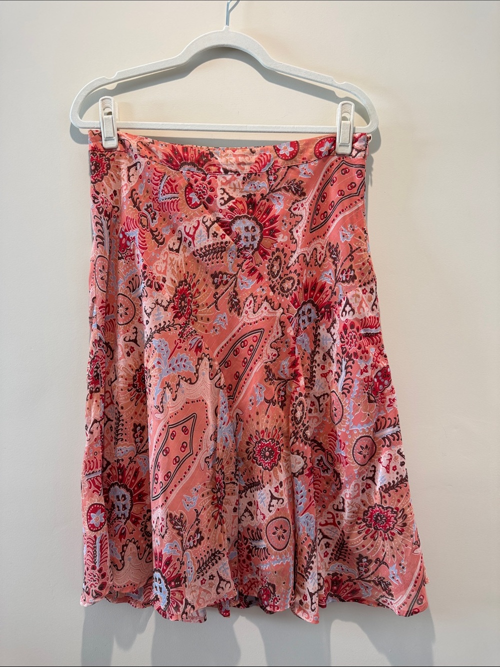 Vintage Women's Pink Paisley A-Line Skirt 10